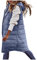HHMY Lange Steppweste Damen - Longweste Mit Kapuze Schlanke Weste Jacke Übergangs Winter Steppjacke Ärmellose Kapuzenweste Gesteppte Mantel Warm Winddichte, A03-Blau, XL