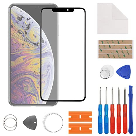 SwarKing 【2024 Neu Display Glass Frontglas Außenglas Outer Screen Lens Ersatz Kompatibel mit iPhone XS Max mit Reparatur Set
