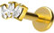 PIERCINGLINE Titan Labret mit Gewinde 3 Kristalltropfen Piercing Lippe Nase Ohr Helix Goldfarben 1,2 x 8 mm