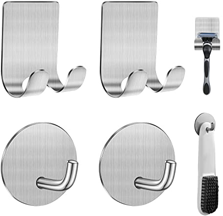 Diesisa Support de rasoir pour douche + crochets muraux adhésifs, support de rasoir de douche en acier inoxydable 304 de qualité supérieure avec crochets adhésifs résistants et imperméables pour