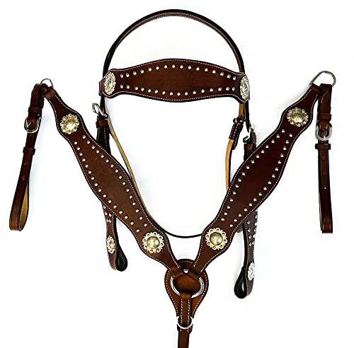 Hulara Top Grain Buff Leather Western Zaumzeug und Vorderzeug Set Headstall und Vorderzeug Western Tack Set Horse Chest Collar Western Zaumzeug Set Horse Headstall und Vorderzeug