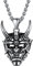 U7 Herren Japanischer Maske Halskette Edelstahl Biker Gotik Dämon Samurai Prajna Anhänger mit 55+5cm Weizenkette Modeschmuck Hip hop Punk Schmuck für Männer Vater Halloween