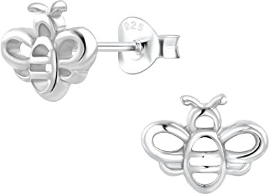 Laimons Mädchen Kinder-Ohrstecker Ohrringe Kinderschmuck Biene Hummel Wespe 9 mm glanz Sterling Silber 925 (Silber)