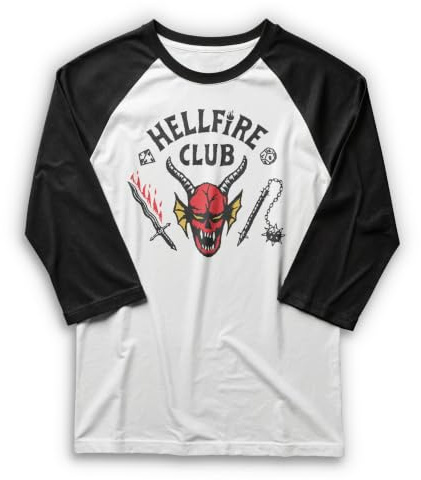 Stranger Things Herren Hellfire Club Raglan-t-Shirt mit 3/4-ärmeln T-Shirt (1er Pack)