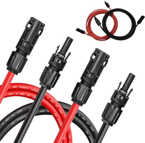 Slocable Solarkabel 6mm2 12m, 1500V IP68 PV Kabel XLPE rot/schwarz - Photovoltaik Kabel mit Solarstecker - Solarkabel für PV Solaranlage