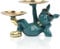 suruim Estatua de Bulldog de Resina con Dos bandejas de Almacenamiento de Bulldog francés, Estatua extraña Soporte para Llaves, decoración de Perro, decoración de Escritorio（Green）