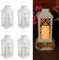 LUMILED 4x Solarlaterne für Außen Solar Laternen Draußen LED Glas Laterne Solarleuchte mit Kerze Flacker Effekt Kerze IP44 Vintage weiß Hängend Dekorative Licht Außenleuchte Gartenleuchte