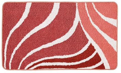 Kleine Wolke Badteppich Flame Marsala 60 x 100 cm | OEKO-TEX zertifiziert, rutschhemmende Unterseite, für Fußbodenheizung, maschinenwaschbar, 100% Polyacryl