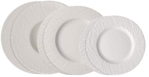 Villeroy & Boch Manufacture, Set De Platos, 6 Piezas, Vajilla Para 2 Personas, Porcelana Premium, Blanco