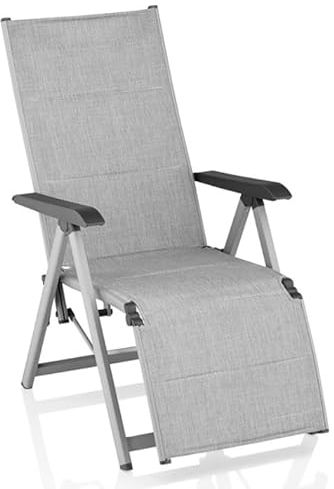 KETTLER BasicPlus Padded Relaxsessel, Silber/hellgrau, Alu/Textilene, verstellbare Rückenlehne