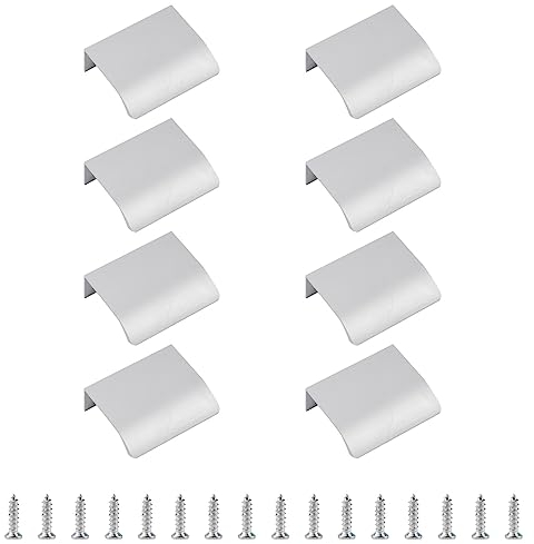 MOROBOR Silberner Fingerkantenzieher, 8 Stück Verdeckter Griff, Moderner Schubladengriff, Radian Edges Unsichtbare Garderobenknöpfe Aus Aluminiumlegierung Für Schrankbeschläge, Schubladen, 50 mm