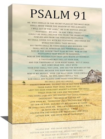 Psalm 91 Wandkunst, Psalmen, 91 Bilder, Wanddekoration, christliche Leinwanddrucke, Bibelvers, Dekorationen, Gemälde, gerahmtes Kunstwerk, Büro, Zuhause, Kirche, Dekor für Badezimmer, Gebet,