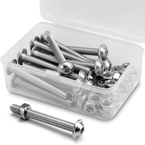 (20 Juegos) Juego de Tornillos Hexagonales M6 x 50mm con Brida y Tuercas 304 Acero Inoxidable de Cabeza Plana