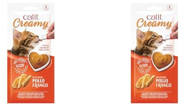Catit Creamy Leckerei für Katzen 4 er- Pack Huhn (Packung mit 2)
