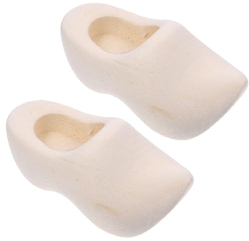 EXCEART 1 Paar Mini Holländische Holzschuhe Holland Deko Schlüsselanhänger Holland Clogs Miniatur Ornamente Puppenhaus Zubehör DIY Puppenschuhe Weihnachten Holzfiguren zum Bemalen Basteln