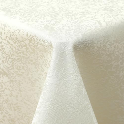 Spotjoy Tischdecke Abwaschbar Rechteckig 100x140cm Polyester Tischwäsche Jacquard Garten Tafeldecke Ornamente Pflegeleicht - Beige