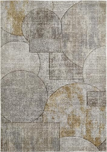 -LUXOR- living Teppich Torrent moderner Kurzflorteppich, abstraktes Muster, Patchwork-Design, Hoch-Tief Struktur, Farbe: Gelb-Multi, Größe: 120 x 170 cm