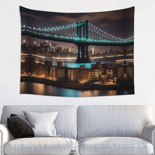 SSIMOO New York Bridge Nachtdruck Kunst Wandbehang Kunst Wandbehang für Home Kitchen Home Decor