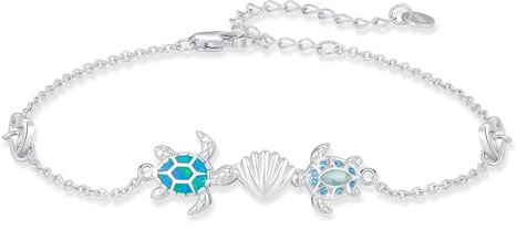 ABIGY Schildkröte Armband 925 Sterling Silber Schildkröten Opal Armband Verstellbare Meeresthema Weihnachten Halloween Ostern Muttertag Valentinstag Geburtstag Schmuck Geschenke für Damen