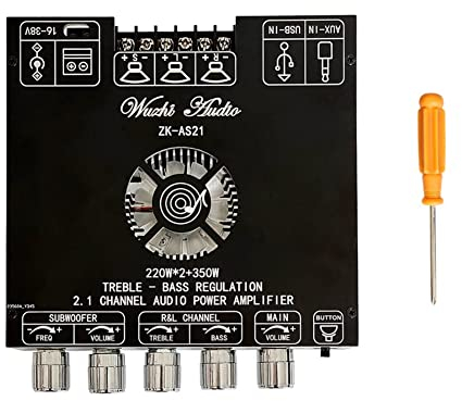 Jenbnoau Placa Amplificadora de Audio -AS21 Digital Bluetooth, Subwoofer 220Wx2 + 350W, MóDulo Amplificador de Potencia de Audio TPA3255 de 2,1 Canales