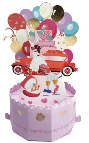 scicent Karte Hochzeit Personalisierte Hochzeitskarte Karte zur Hochzeit 3D Pop Up Valentinskarte mit Briefumschlag Brautpaar Grußkarte Paar Hochzeitstag - 22224