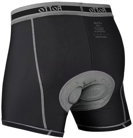 ROTTO Radlerhose Herren Radunterhose mit Sitzpolster Fahrradhose Unterwäsche Radhose Kurz MTB Liner Atmungsaktiv Schnell Trocknend