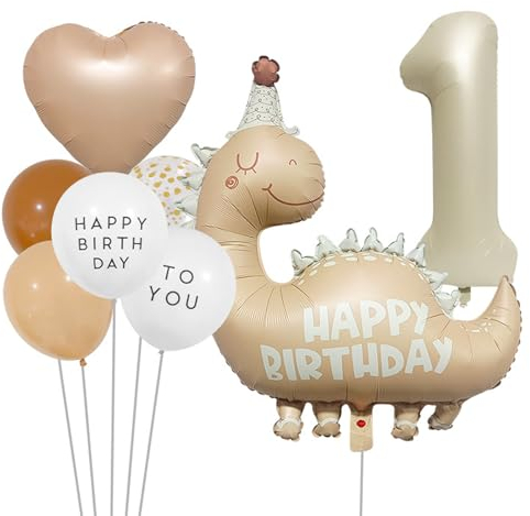 DazzJoy Dino Geburtstagsdeko 1 Jahr Junge, Dino Luftballon 1. Geburtstag Junge Mädchen, Dino Geburtstag Deko 1 Jahr Junge, 1 Jahr Geburtstag Junge, Dinosaurier Happy Birthday Ballon1 Geburtstag Junge