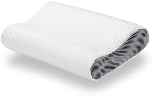 Sleezzz Nackenstützkissen mit Memoryschaum, 50 x 32 x 11/9 cm, wendbar, 2 Liegehöhen, Klimaband, Doppeltuchbezug, waschbar bei 60 °C, Oeko-Tex