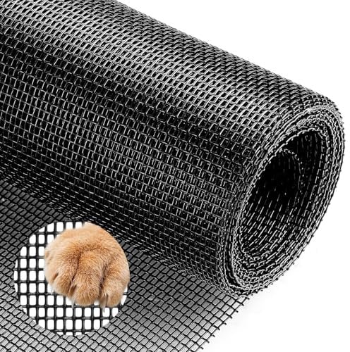 Pet Proof Window Screen 48.4 x 100inch Pet Screen Door Mesh Flexible Pet Resistant Screen Mesh Window Screen Repair Kit Black Patio Screen Replacement Kit to Stop Cats Pet Running Out