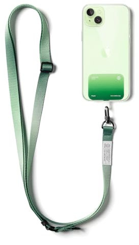 Ringke Holder Link Snap Hook Lanyard [Kordel + TPU Farbpad], Verstellbarer Karabinerhaken Crossbody-Handyband Kompatibel mit Universeller Handyhülle - Forest