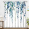 oolygoo Fenstervorhänge, Eukalyptus, botanisches Motiv, Blätter, Blumenmuster, Blau, Aquarell, Türkis, Blume, Pflanze, Wildblume, Landhausstil, Vorhänge, Kräutermotiv, für Schlafzimmer, Wohnzimmer