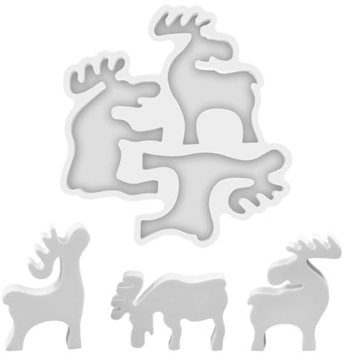 Silikonform Weihnachten Elch, Gießformen Silikon Weihnachten, Elch Silikonformen Gießformen Weihnachten, Elch Kerzenformen zum Gießen, Keraflott Formen Weihnachten für Kerzen Handwerk Heimdekoration