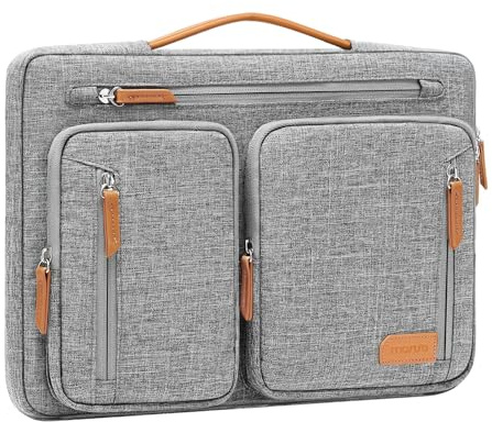 MOSISO 360° Housse Ordinateur Portable 15,6 Pouces avec 5 Poches,Gris | Sacoche Ordinateur 15,6 Pouces à Ouverture Latérale avec Ceinture,Compatible avec Macbook Pro 16, HP Acer Dell Lenovo ASUS