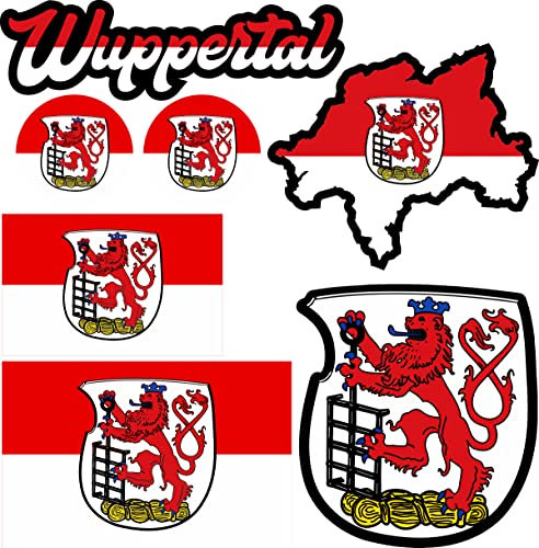 Daged Wuppertal Aufkleber Karte 9 Stück - PKW Auto Motorrad Biker Flagge Fahne Vinyl ST