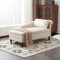 Chaiselongue Indoor Lounge Sofa mit Stauraum, Samt Couch Loungesessel mit Armlehne und Lendenkissen, Gepolsterte Recamiere mit Nagelkopfbesatz und Knopfheftung für Wohnzimmer, Schlafzimmer (Beige)