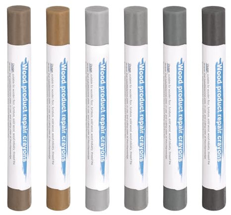 sourcing map Wood Filler Sticks 6 Colors Wooden Wax Touch Up Furniture Repair Crayons for Lead Gray, Medium Gray, Wood, Slightly Gray, Champagne, Light Gray