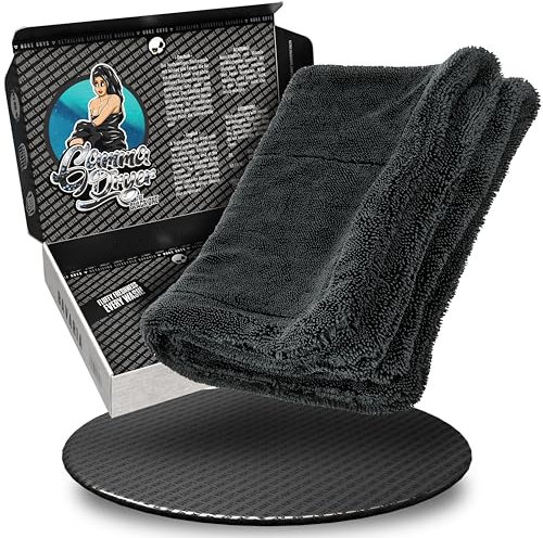 Nuke Guys Auto Trockentuch extrem saugstark & lackschonend | Gamma Dryer L 40x60cm Schwarz | 1400 GSM Mikrofaser Tuch zum effizienten Trocknen nach der Autowäsche | Mikrofasertuch
