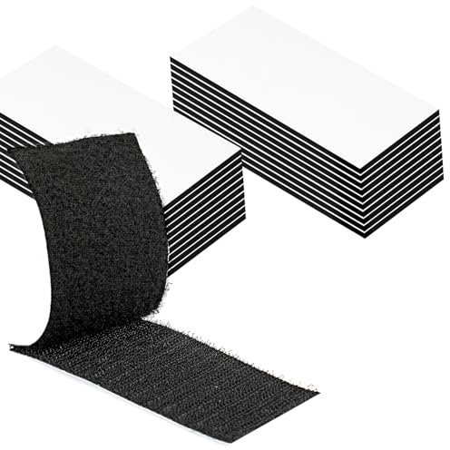30 Stück Klettband Selbstklebend Extra Stark, Klettverschluss zum Kleben, Doppelseitig Klettverschluss Selbstklebend, Klebepads Für Wände, Tür, Boden, Kunststoffe, Gläser, Metalle（5 x 10cm, Schwarz)