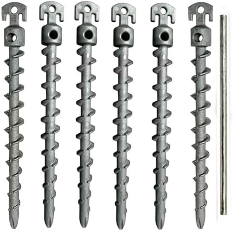 KetoBarrow 6 x Screw Tent Pegs for Hard Stony Ground and Gravel Pitches with Turning Bar (Peg Size: 19cm x 7.5mm)