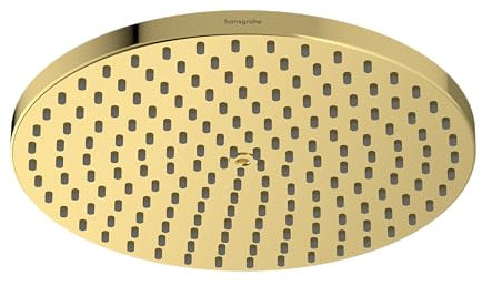 hansgrohe Raindance S - wassersparende Kopfbrause (EcoSmart), Duschbrause (240 mm), Regendusche mit 1 Strahlart für Wand-/Deckenmontage, Brausekopf mit Antikalk-Funktion, Polished Gold Optic, 27624990