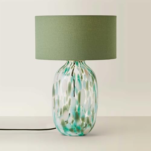 ValueLights | Belinda Green Confetti Glass Table Lamp with Drum Shade | Table Lamp, Home Décor & Improvement Essential