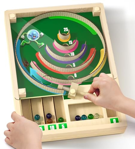Uping Holz-Flipper, Pinball als Holzspielzeug, Familien Brettspiele Spiel und Reisespiel für Unterwegs für ab 6 Jahr Geschenk für Junge und Mädchen