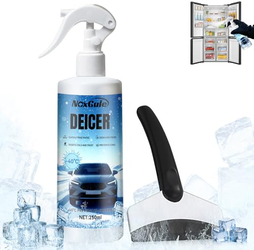 NoxGule Fridge Defroster Spray, Defrost Spray for Freezer, Freezer Defrosting Spray, De Icer Spray for Car, Quick Defrosting, Suitable for Refrigerator, Freezer, Windshield, and Car Bodie, 250ml