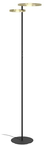 Eglo LED Floor lamp Castelpoto 1, Living Room Light with Touch, dimmable up/Downlight, Metal Black and Brushed Brass, Warm to Cool White, 180 cm Tall