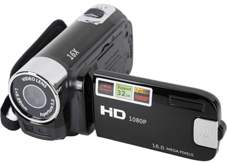 TIKATARER Videocamera 4K 48MP, Schermo Ruotabile TFT da 2,7 Pollici Videocamera DV con Zoom Digitale 16x con Cavo USB, per Registrare Foto Video Viaggio Regalo di Famiglia (BLACK)