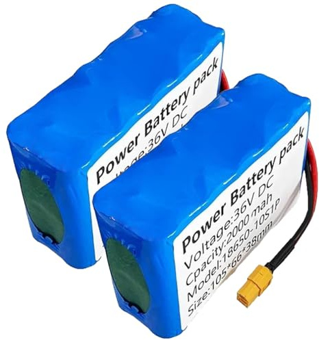 SSCYHT Wiederaufladbarer Akku 36V Lithium-Akku 36V 2Ah Hoverboard-Akkus 10S1P Ersatzakkus für Balance-Cars für 50W- bis 75W-Motoren mit BMS und XT60-Anschluss,36v2ah 2pack
