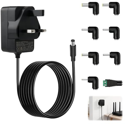 Auravale 5V DC Power Supply Charger 3A 2A Power Adapter 100-240V 50 60Hz | DC to DC Charger 5V 1A Power Supply 8 Tips DC Power Cord for Led Strip Camera Printer Record Player Baby Monitor Bluetooth
