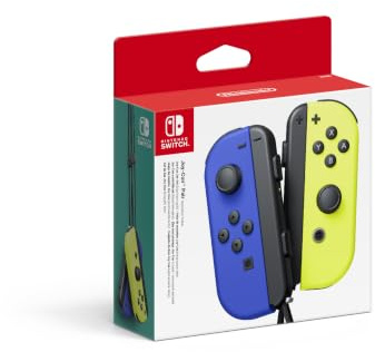 Nintendo Paire de manettes Joy-Con gauche bleue & droite jaune néon (batterie remplaçable par l'utilisateur)