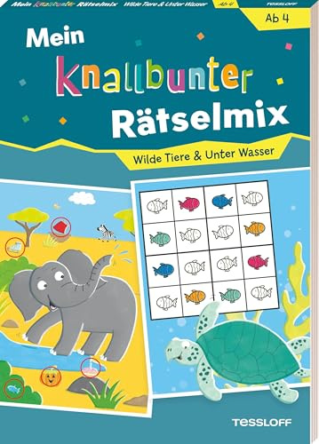 Mein knallbunter Rätselmix. Wilde Tiere & Unterwasser | 96 Seiten Rätselblock | Für Kinder ab 4 Jahren mit Labyrinthen, Zählrätseln, Malspaß & mehr: ... Kindergarten-Kids. (Mal- und Rätselbücher)