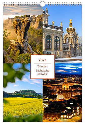 Kalender Dresden und Sächsische Schweiz 2024 | 20 x 30 cm | weißes Kalendarium